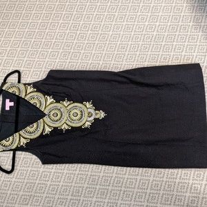Lilly Pulitzer Gaby Shift Dress size6 black and gold